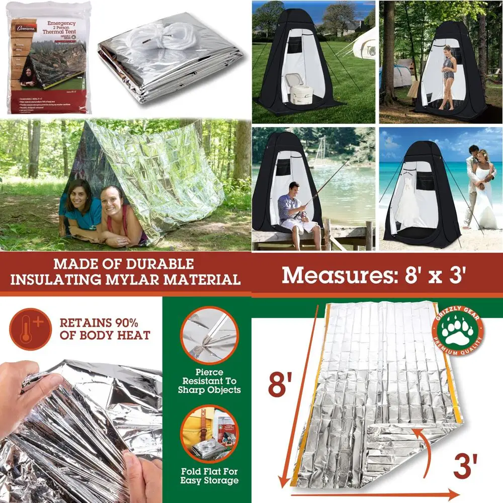 خيمة مايلر النجاة خفيفة الوزن للغاية ومقاومة للماء - حجم XL، الاحتفاظ بالحرارة المعزولة، مأوى أنبوبي مدمج #1