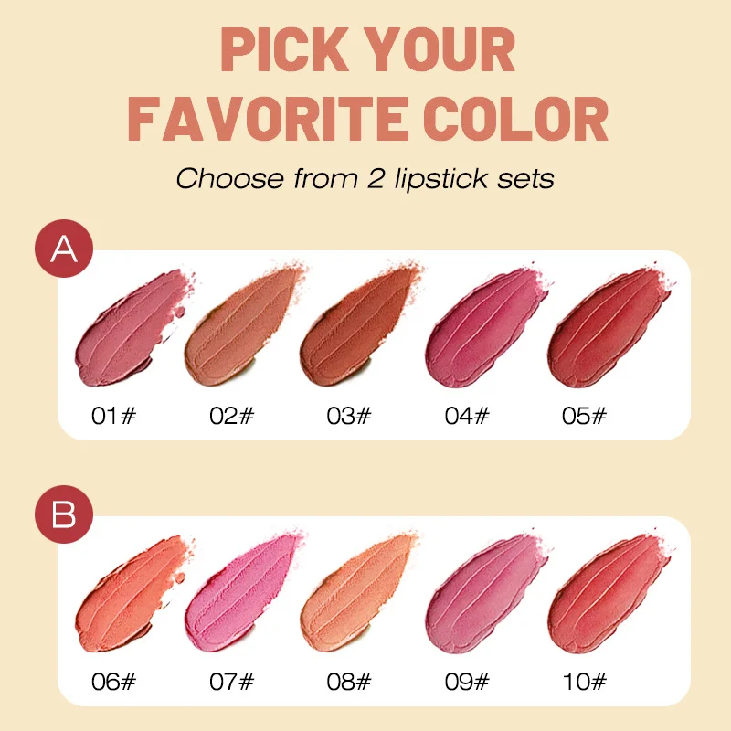 Set di rossetti opachi a lunga durata 5 colori Lip Gloss Pastello Rossetto Rubino Rosso Nudo Marrone profondo Prugna Impermeabile 24 ore Trucco labbra Regalo