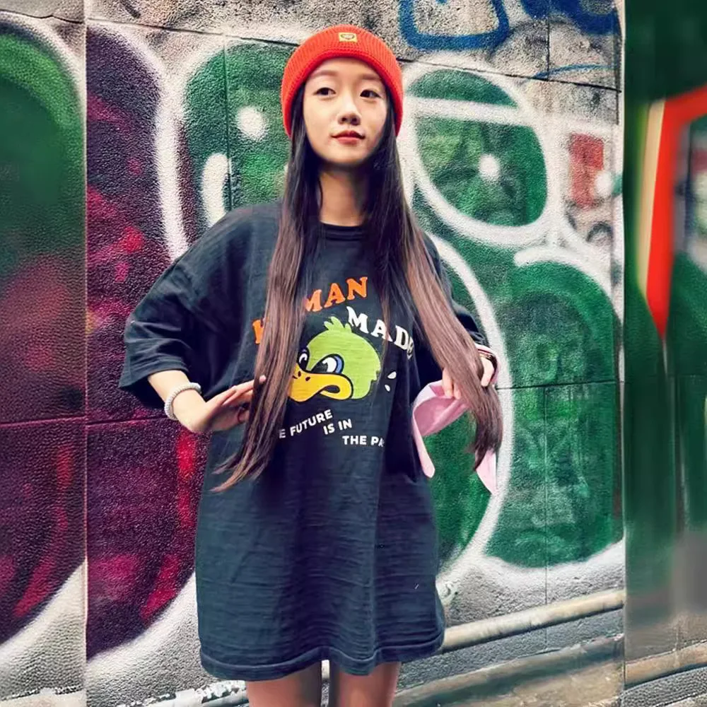 T-shirt à manches courtes imprimé animaux mignons HUMAN MADE Été 2026 pour hommes et femmes, haut décontracté japonais ample pour couples