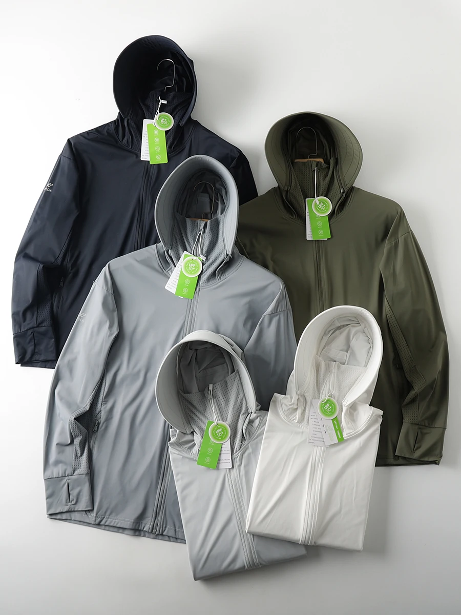 

Cooling Breathable Ice Silk Fabric UPF50 Hat Men's Long Sve Hoodie Faionable Urban Sle Lightweight Spring Summer Jaet