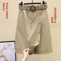 Summer New Casual Wide Leg Pants Skirt Elastic Waist Straight Half-length High-waisted Slimming Women's Fashionable Skirt