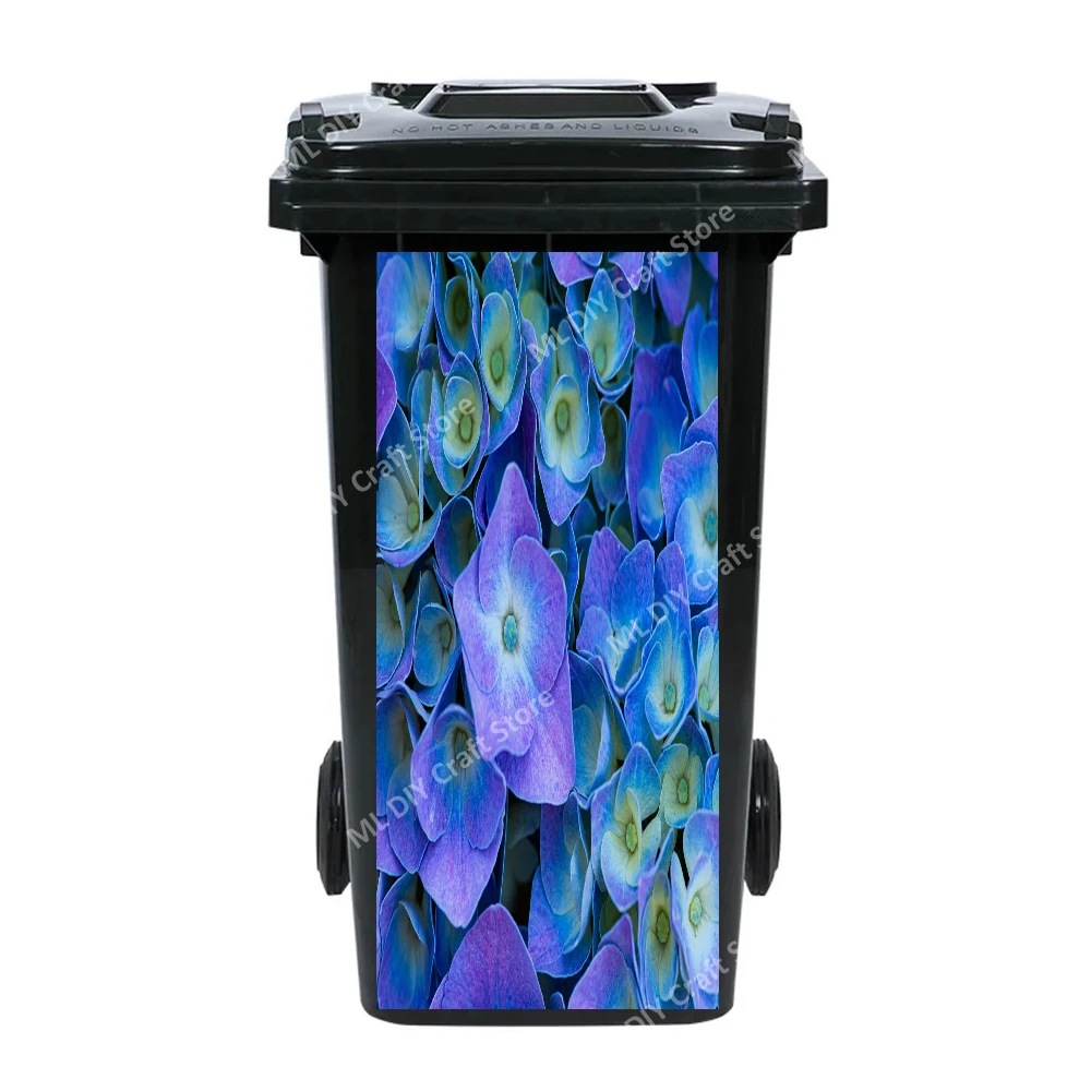 Beautiful Nature Flowers Sunflowers Decorative Adhesive Turtle Outdoor Trash Can Sticker Dustbin Waterproof Murals