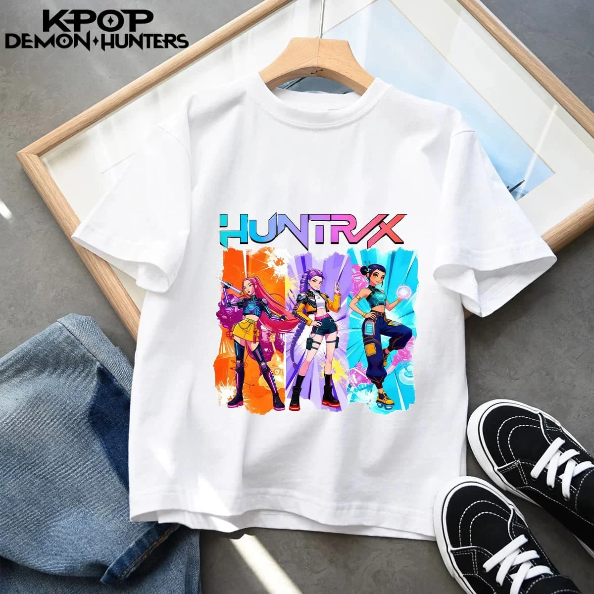 

Детская футболка Kpop Demon Hunters, женская футболка с короткими рукавами Saja для мальчиков, детская футболка Kpop Demon Hunters, футболка для девочек и мальчиков, семейная одежда