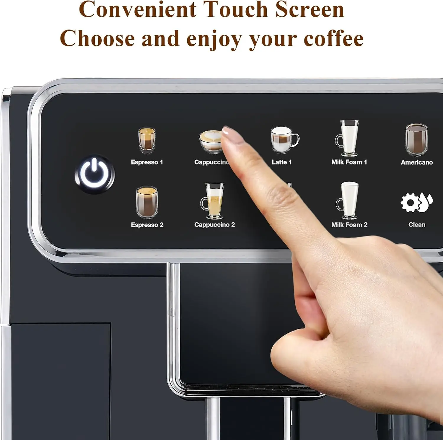 ماكينة صنع القهوة الأوتوماتيكية بالكامل مع مطحنة مدمجة 3 مستويات ماكينة قهوة اسبريسو/كابتشينو/لاتيه/أمريكانو مع التنظيف الذاتي