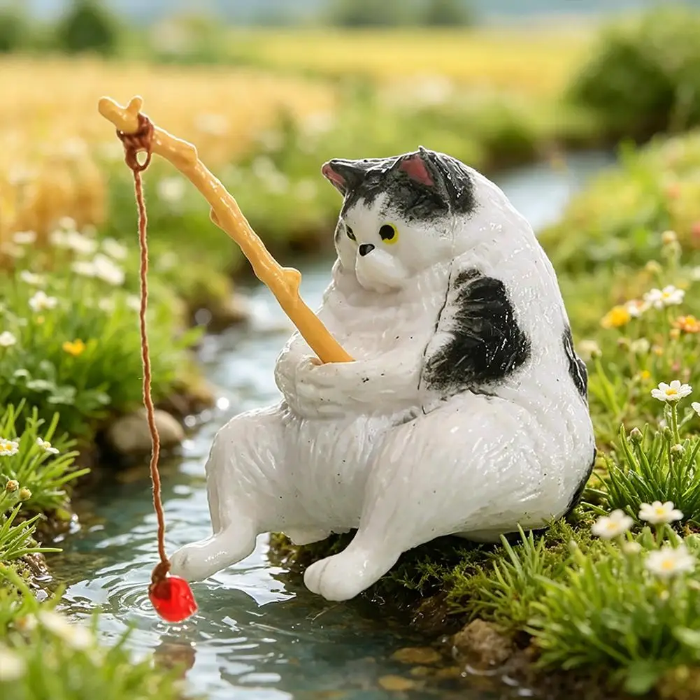 Fish Tank Fishing Cat Hanging Creative Landscape Office Ornaments Aquarium Micro-Landscape Fishing Fun Mini Decoration 2026 New