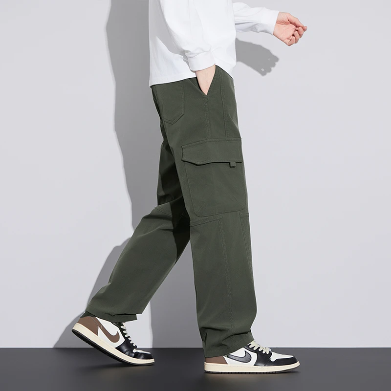 Fashionable Men's Casual Pants with Hidden Check Pattern and Comfortable Waistband