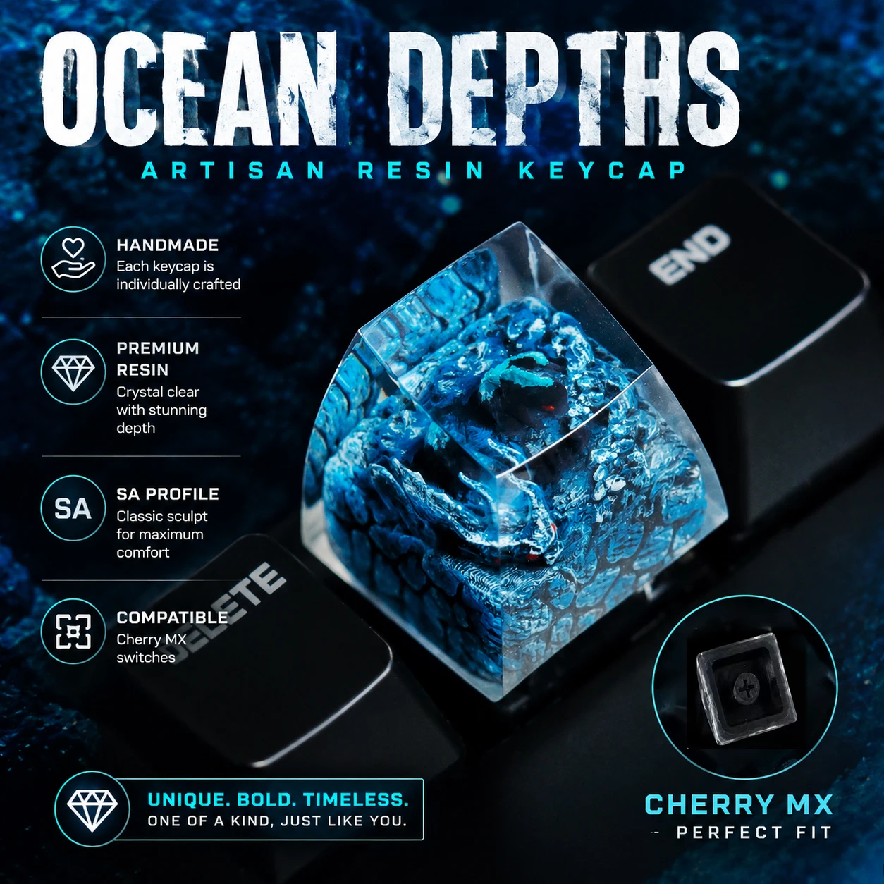 Crimson-Eyed Dragon Beast Artisan Keycap Handmade Resin 1U ESC SA Custom Keycap for Cherry MX Mechanical Keyboard