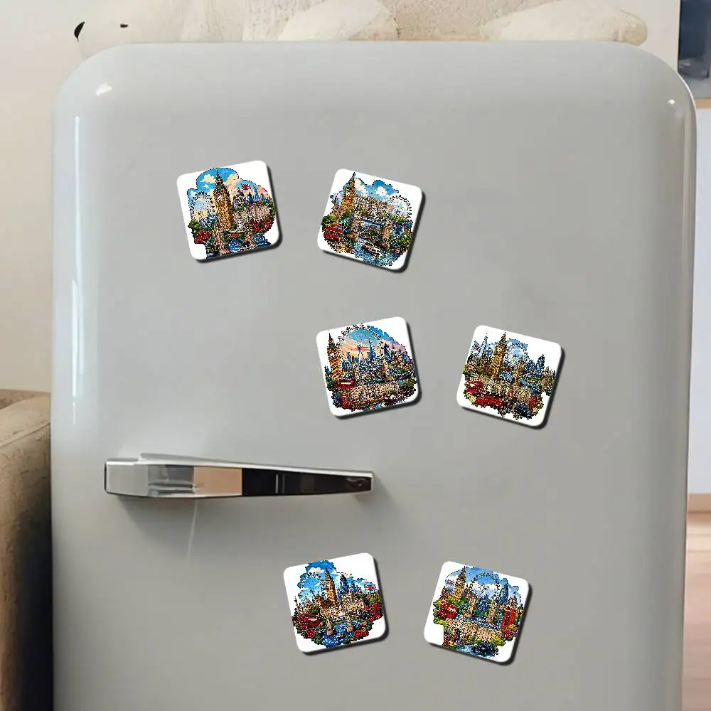 Funny London Refrigerator Magnets Magnet Personalized Fridge Magnet Square Shape Fridge Refrigerator Wall Door Decoration