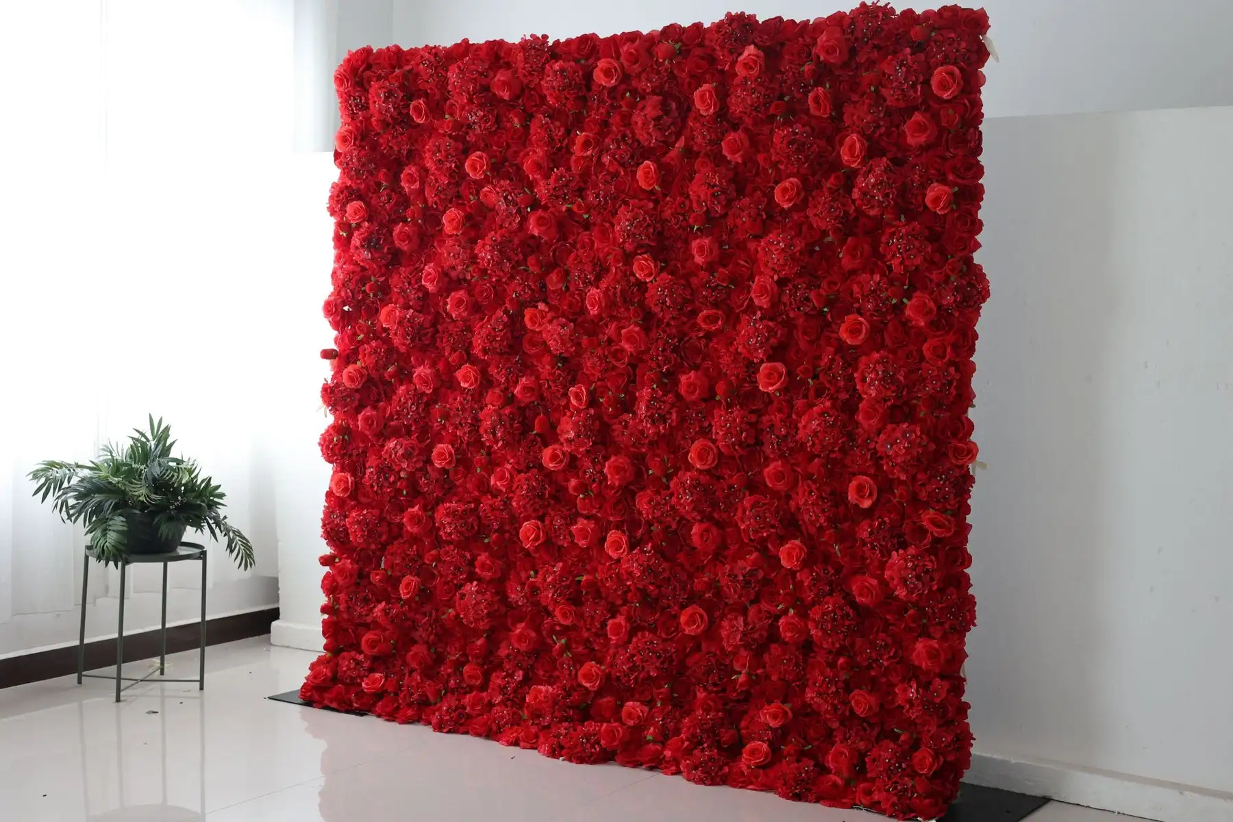 Luxury Red Rose Hydrangea 3D Flower Wall Wedding Backdrop Props Rose Hydrangea Arrangement Curtain Hanging Fabric Floral wall