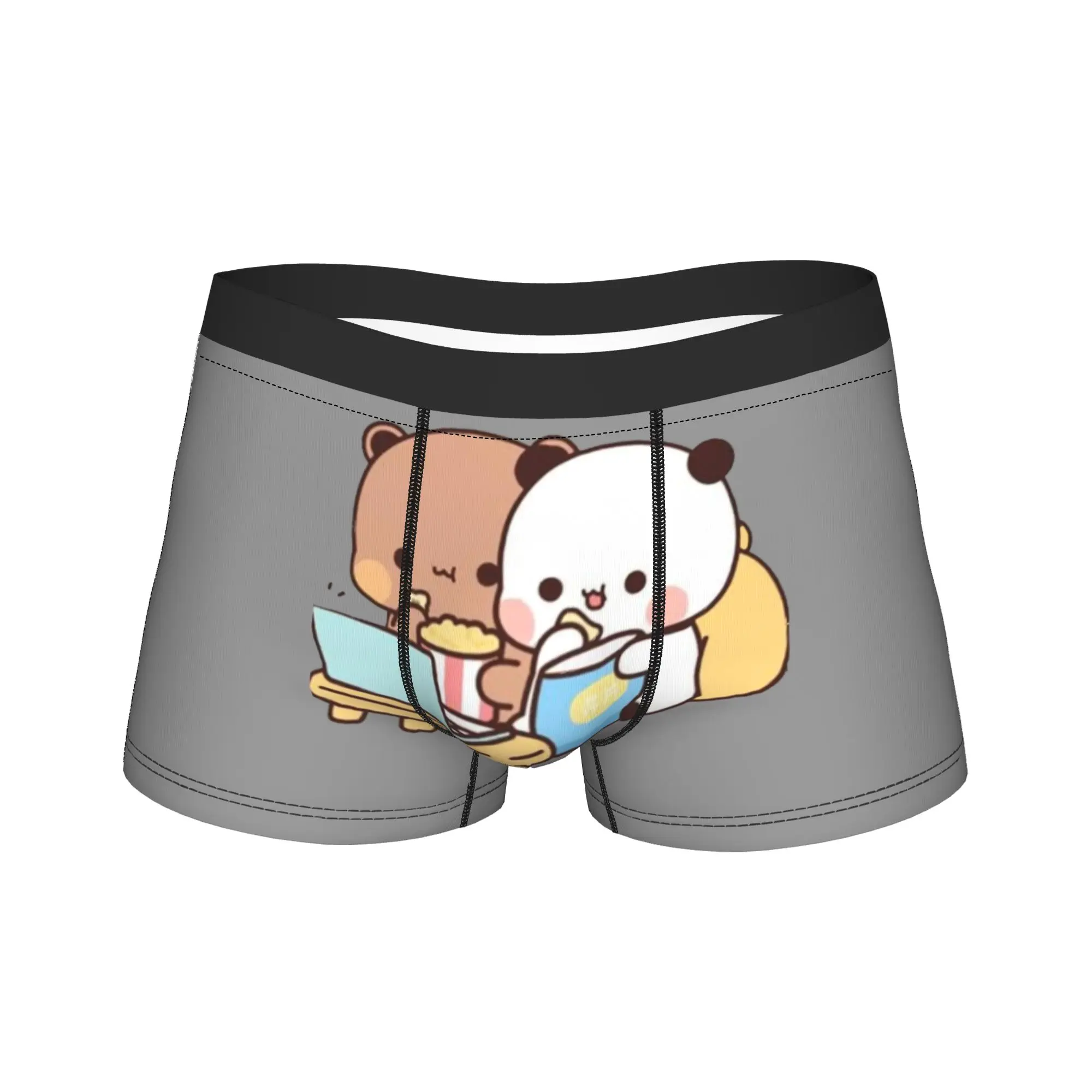 

DuDu Bear and BuBu Panda Watching Movie Underwear Comfortable Underpants Custom Shorts Briefs For Man Pouch Large Size Trunk