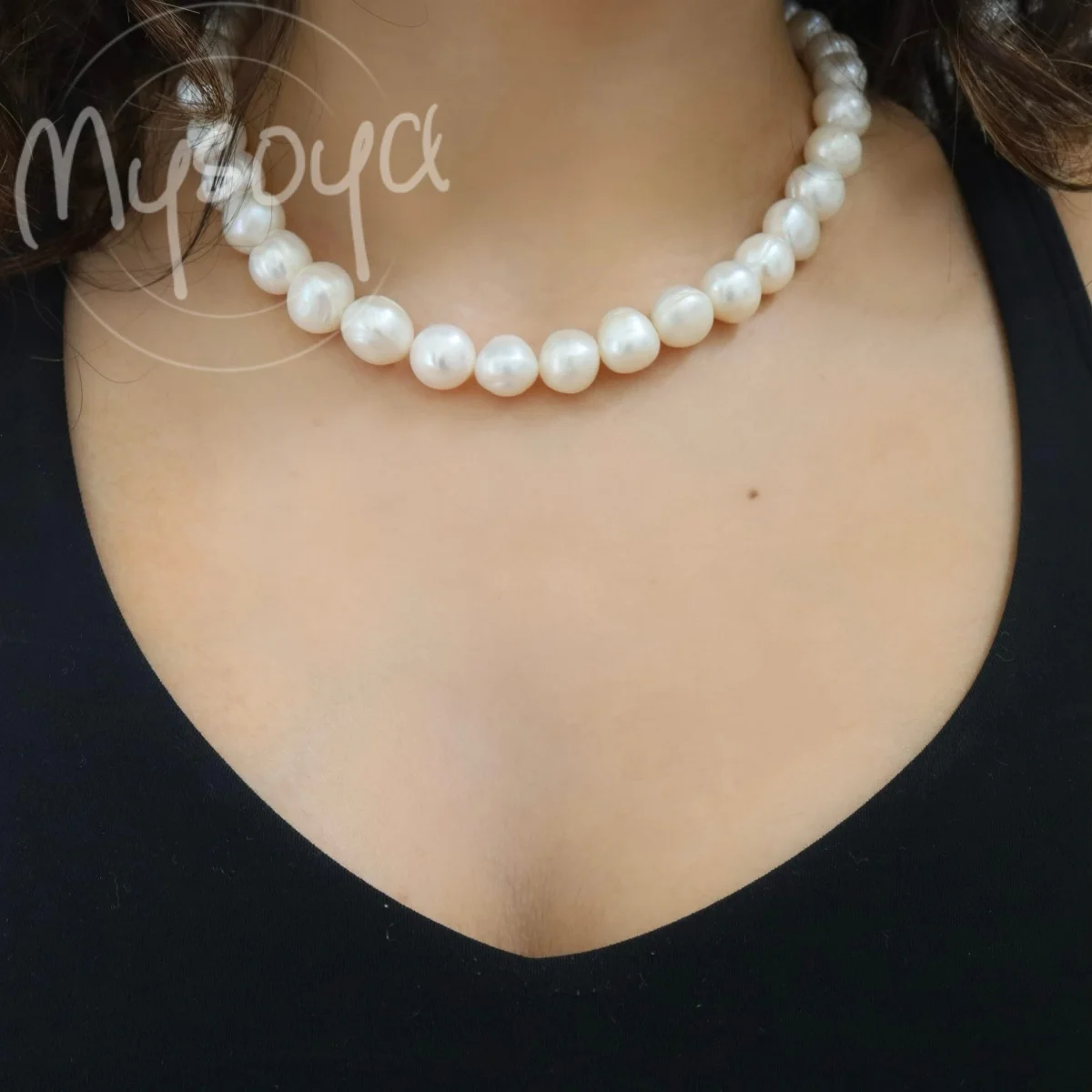 

MYSOYA Large Freshwater Pearl Necklace with 12mm Pearl with Lobster Claw Buckle, with Gift Box,for Him/ Her, for Birthday