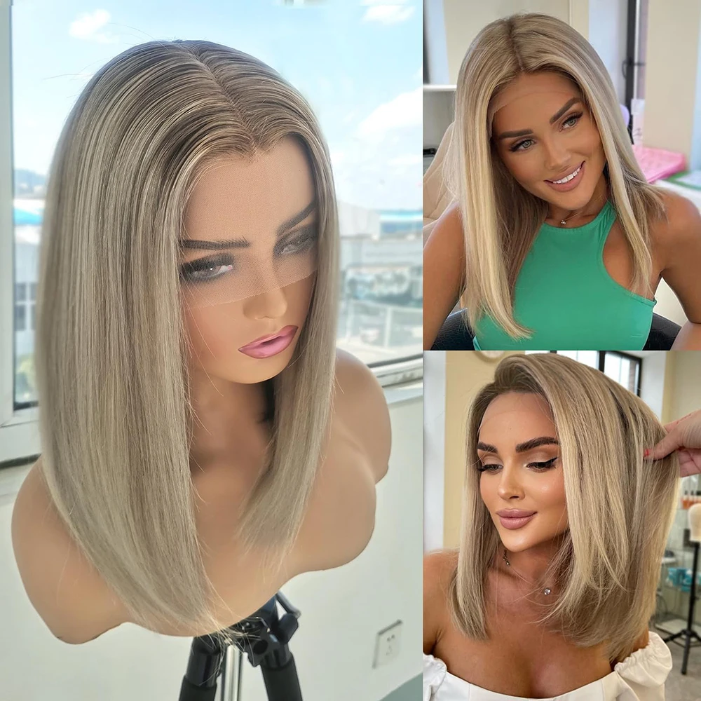 

Ombre Ash Blonde Wig Human Hair 13x4 Lace Front Wig Human Hair Highlight Short Bob Wig Transparent Lace Front Human Hair Wigs