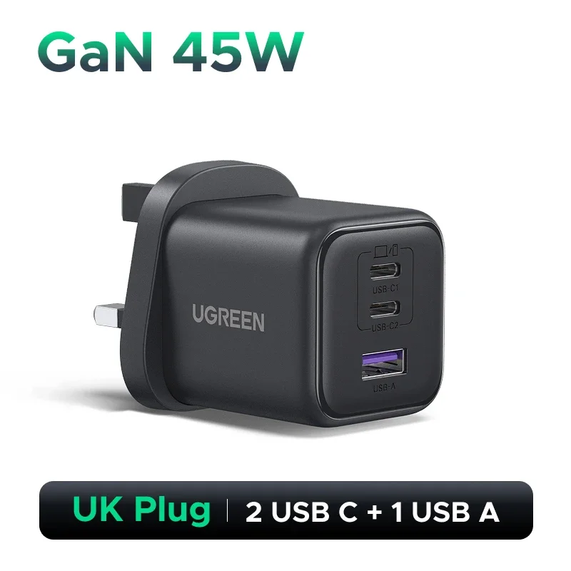 UGREEN 45W GaN Oplader PD3.0 PPS QC3.0 Voor Samsung S25 S24 Ultra iPhone 17 16 15 Pro Max iPad Xiaomi Tablet USB C Snelle Oplader