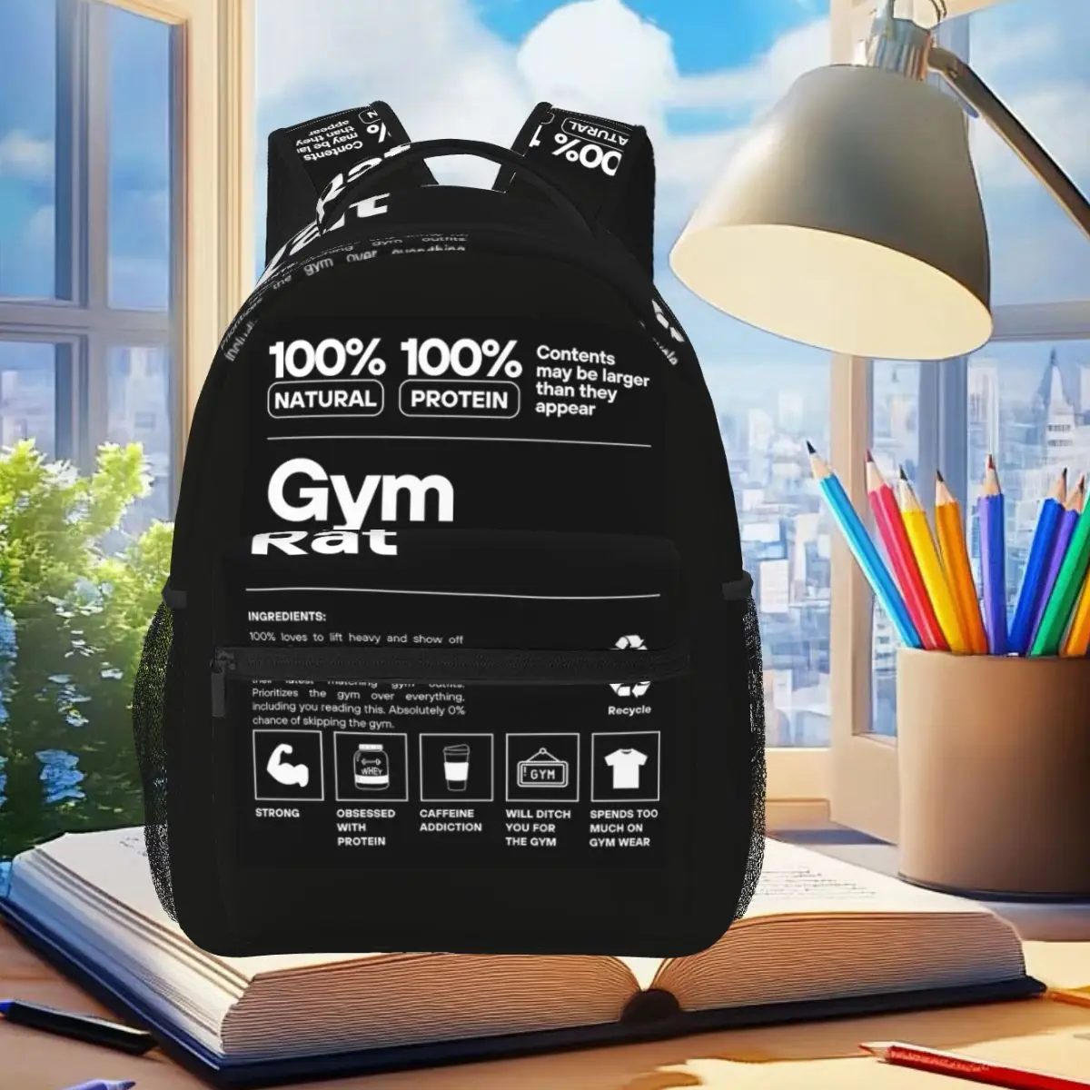Gym Rat Muscle Mommy Pump Cover Powerlifting Workout Bodybuilding Fitness Backpack Student BookBag School Bag Shoulder Bags
