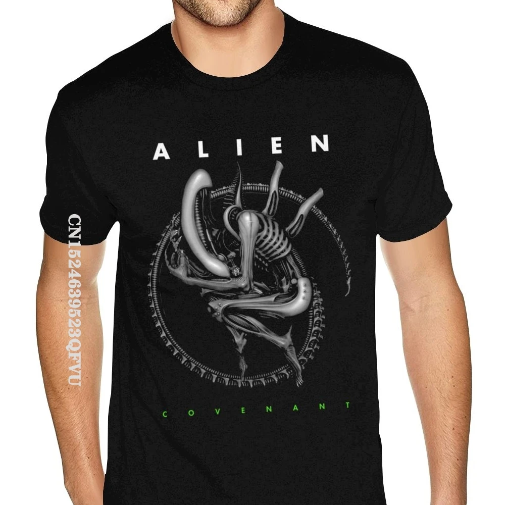 Cheap Alien Covenant Iv Logo Tees Shirts For Men Harajuku England Style Tshirts Men Pure Cotton Black Round Neck Tees Shirt