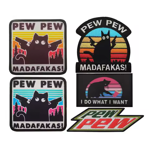PEW PEW MADAFAKAS Funny Patch Emblem Armband Badge Sewing Embellishment Cool Decorative Embroidery Patches