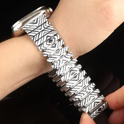 Elastic Color Strap for iWatch Ultra 2 1 49mm 9 8 7 45mm Luxury Stainless Steel Band for Apple Watch Series 6 5 4 3 Se 44mm 42mm