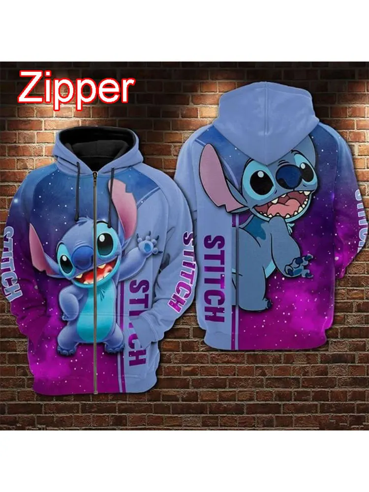 Sweat à capuche zippé Stitch Cartoon Anime pour hommes et femmes, sweat-shirt respirant, manteau de vêtements pour enfants, cool