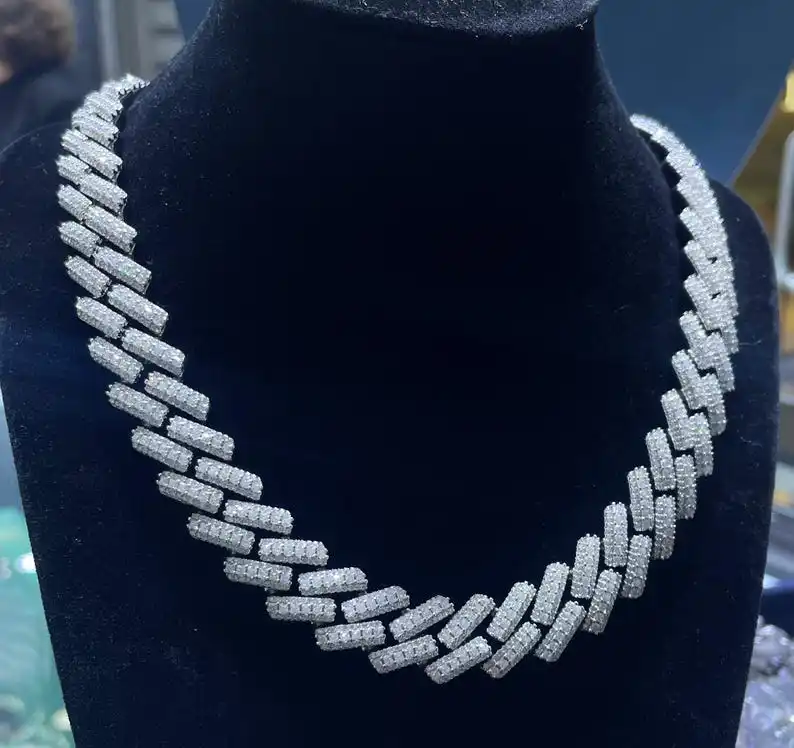 Out Iced Rapper Moissanite Cuban Link Necklace Hip Hop Party 925 Silver Fine Jewelry Trendy Fashion Party For Friends.