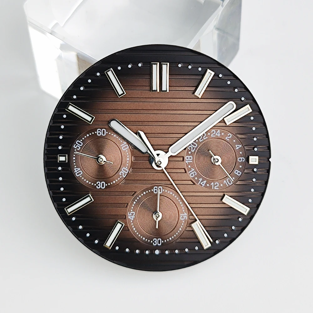VK63 29.9mm Watch Dial Multifunctional Chronograph Nautilus Dial Green Luminous Suitable For VK63 Movement Watch Accessories