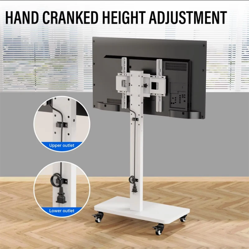 Mobile TV Floor Stand Rolling TV Cart with Wheels for 90° Rotation 32-65 In Portable FloorTrolley with Shelf Height Adjustable