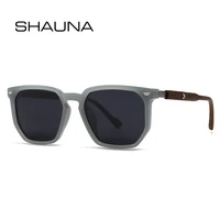 SHAUNA, nuevas gafas de sol polarizadas cuadradas poligonales para hombre, gafas de sol polarizadas de moda de grano de madera para mujer, gafas de sol con remaches de lujo, gafas de sol UV400