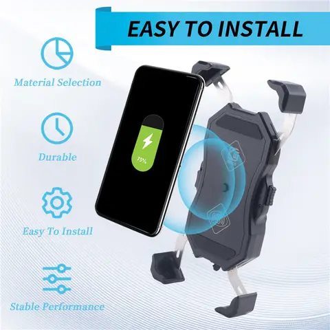 Kewig Motorcykel Trådlös Laddare Telefonhållare Snabbladdning Mobiltelefonfäste För iPhone Huawei Telefoner Motorcykel ATV Mobil 6 best sales kewig - №6