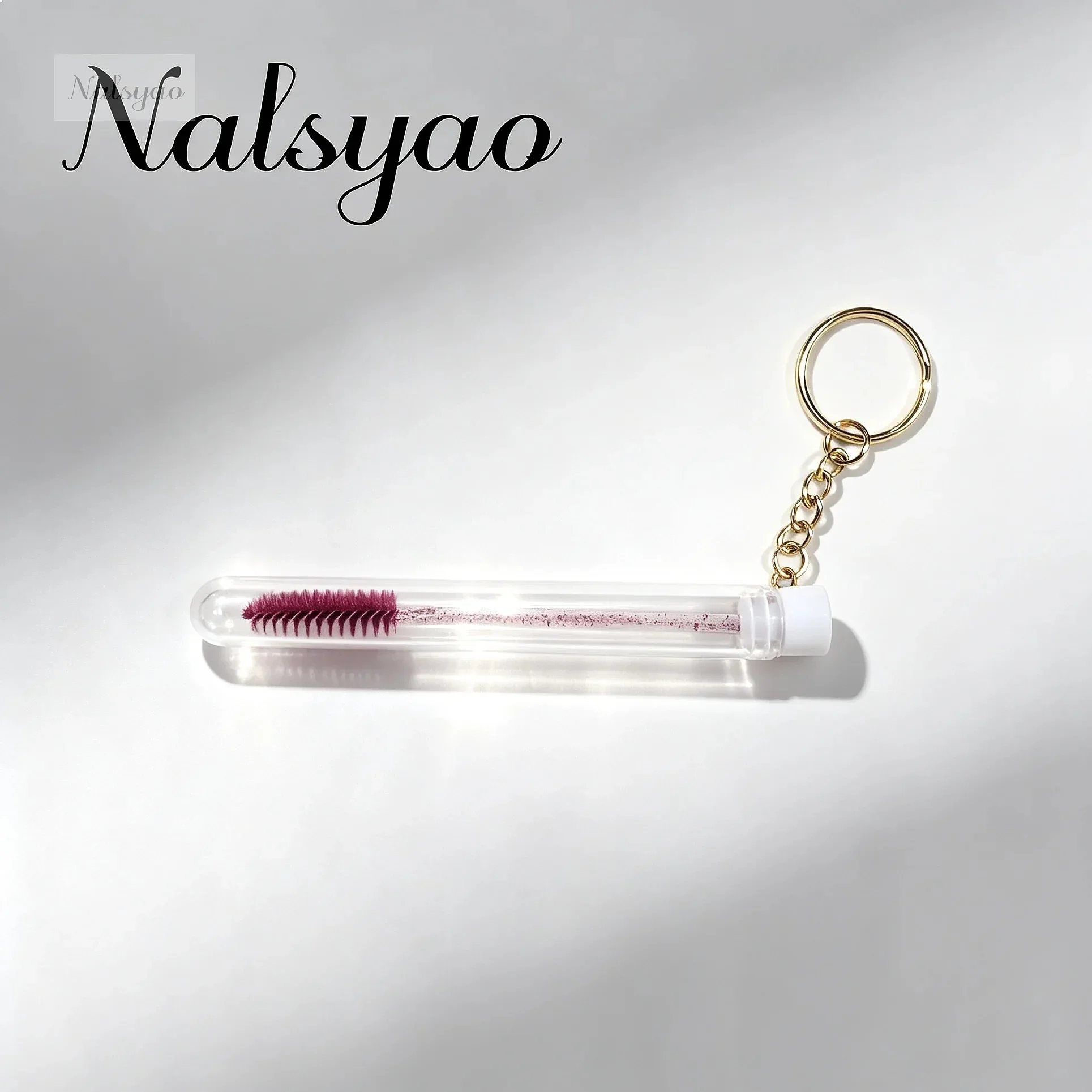 Glitter Mascara Wand 10 Pcs Lash Extension Micro Comb Container Eyelash Brush with Gold Keychain Makeup for Women