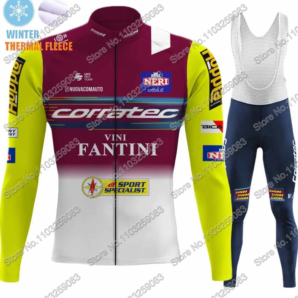 Winter Corratec Team 2024 maglia da ciclismo Set uomo manica lunga italia giallo abbigliamento da ciclismo tuta MTB Bike Road Pants bavaglino Maillot