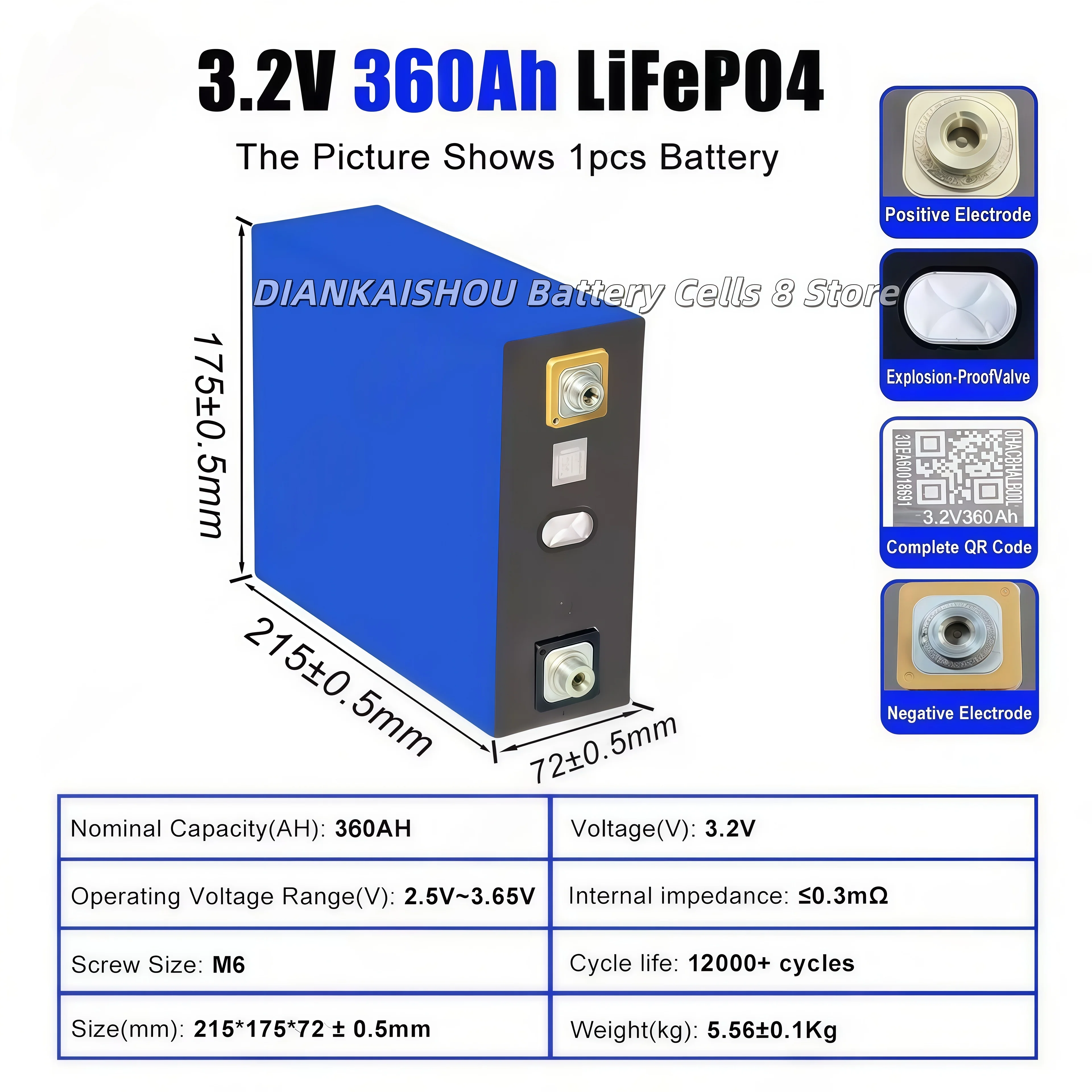 3.2 فولت LiFePO4 بطارية جديدة 340Ah 360Ah عالية الطاقة تخزين الطاقة لتقوم بها بنفسك 12 فولت 24 فولت 48 فولت ليثيوم فوسفات الحديد الصف أ للخدمة الشاقة #2