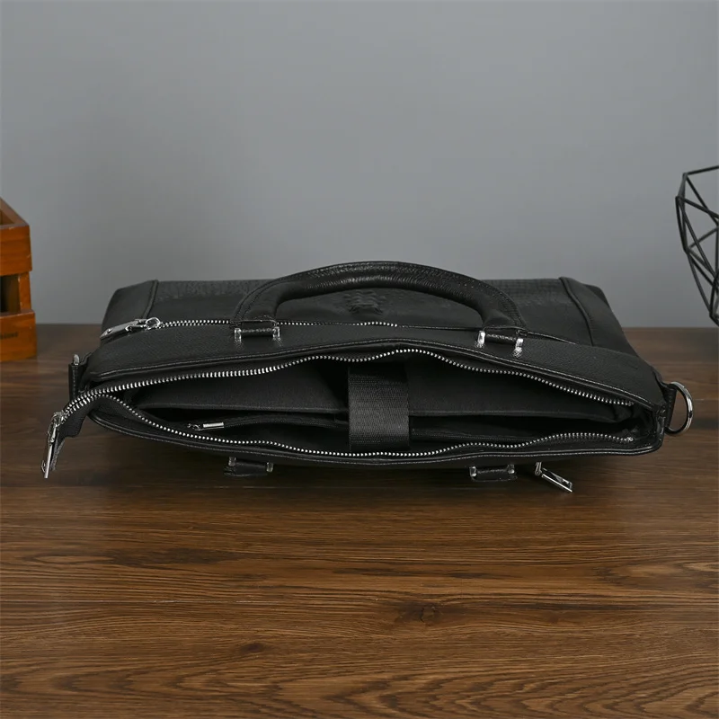Breifcase portatile Breifcase da lavoro in vera pelle Borsa per laptop classica in pelle di mucca alligatore per uomo Borsa a spalla o a tracolla grande