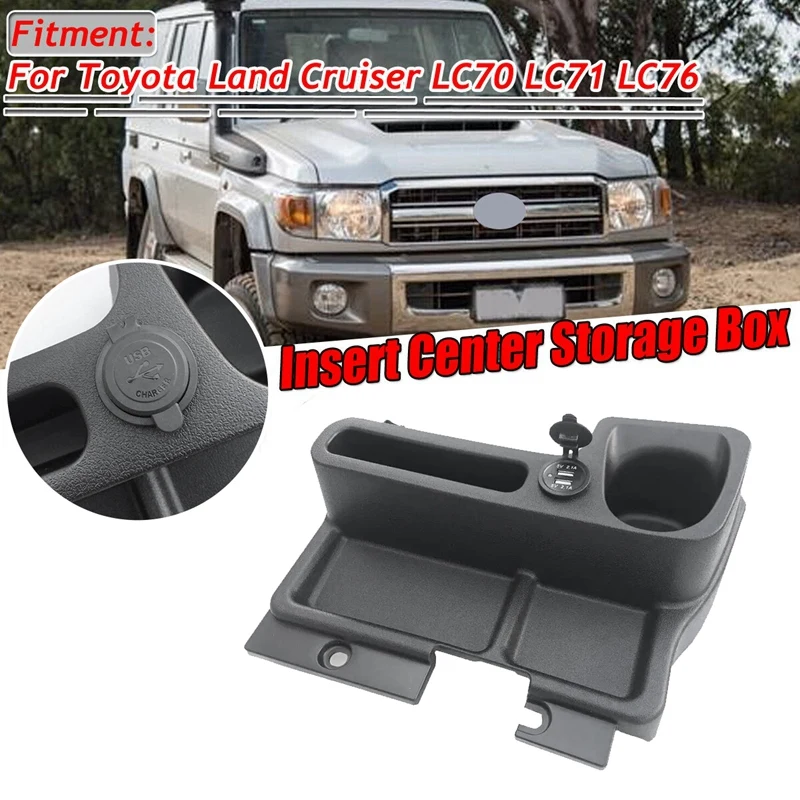 Insert Center Console Box Cup Holder With USB Port For Toyota Land Cruiser LC70 LC71 LC76 LC77 LC79