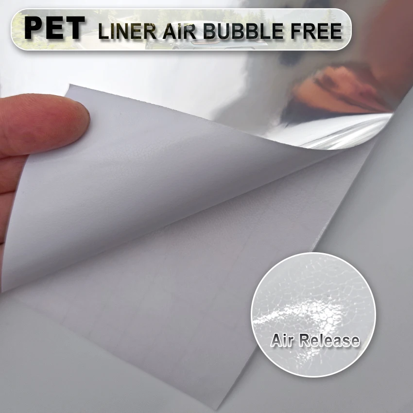 Stretchable Chrome Silver Vinyl Wrap Air Release Car Sticker Self Adhesive Film Roll DIY Decoration Chrome Mirror Film Wrapping