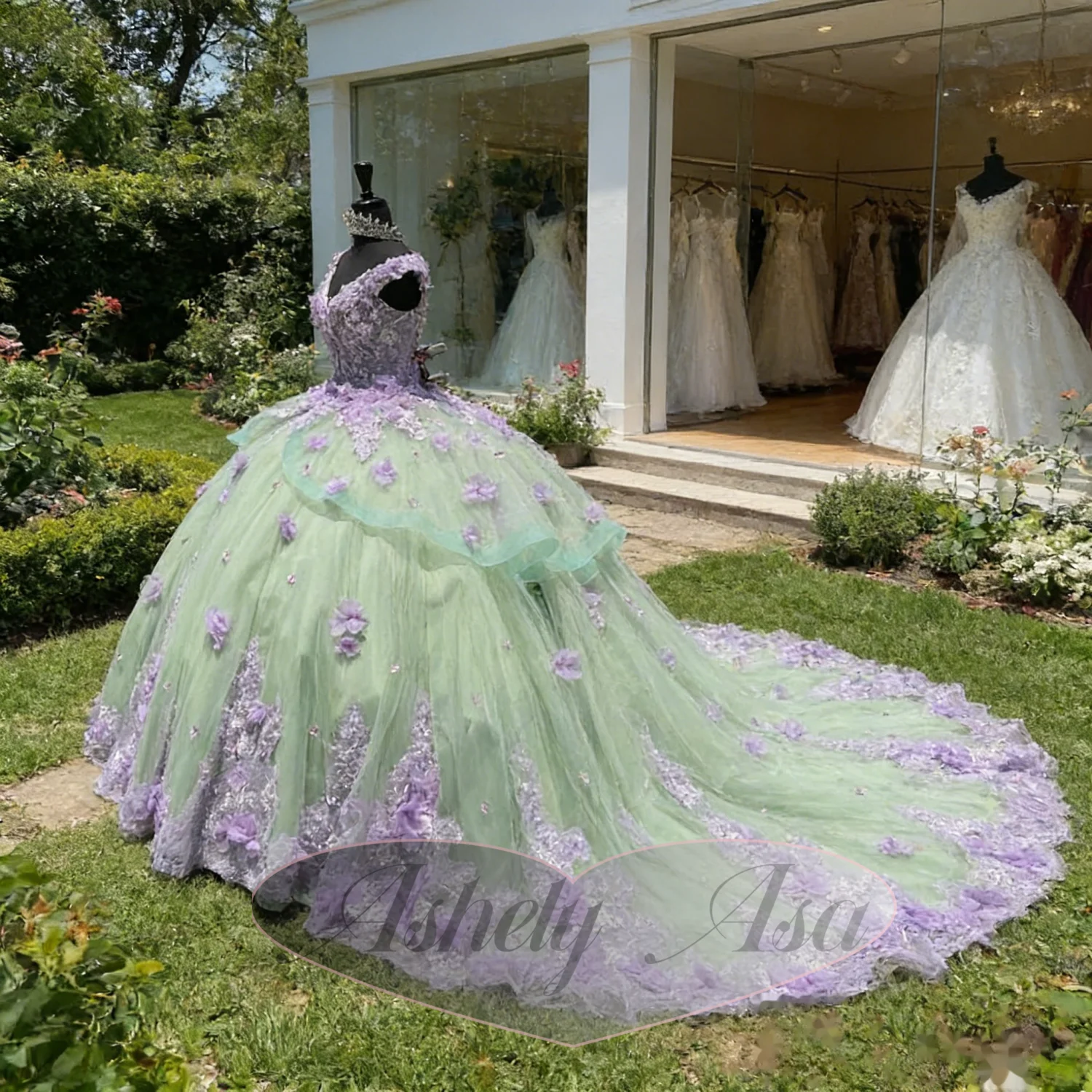 

Customized Quinceanera Dress 3D Floral Appliqued Sweet 15 16 Birthday Party Dress Prom Robe De Mariee Vestidos De 15 Quinceañera