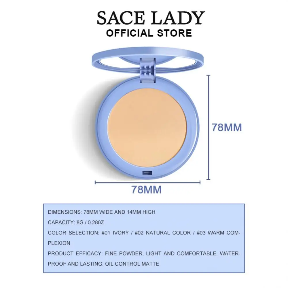 SACE LADY Face Setting Powder Full Coverage Cushion Pressed Powder Long Lasting Waterproof Concealer Makeup Cosmetics Make Up