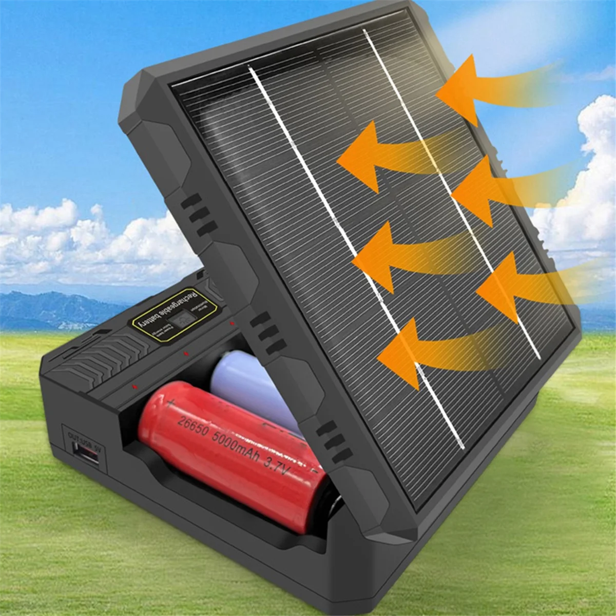 A43I 18650 Charger Solar Lithium Battery Smart Charger Type-C Four-Slot Multi-Function Outdoor Charger