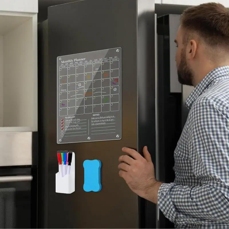Naklejka na lodówkę Przezroczysty akrylowy kalendarz Planer tygodniowy Harmonogram magnetyczny Tablica wielokrotnego użytku Wiadomość na lodówkę Gadżety menu