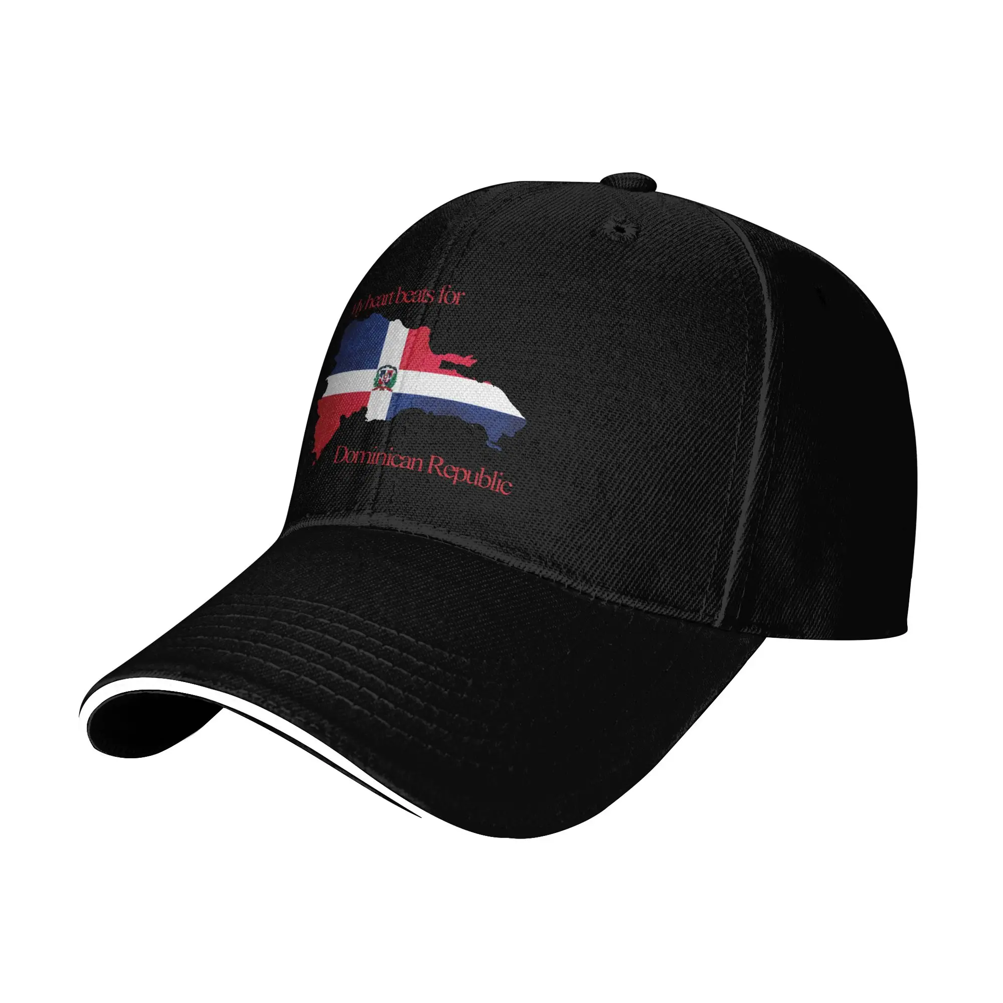Men Women My heart beats for Dominican Republic Flag  Hats Stylish Baseball Cap  Snapback Hat Travel Headewear Gift