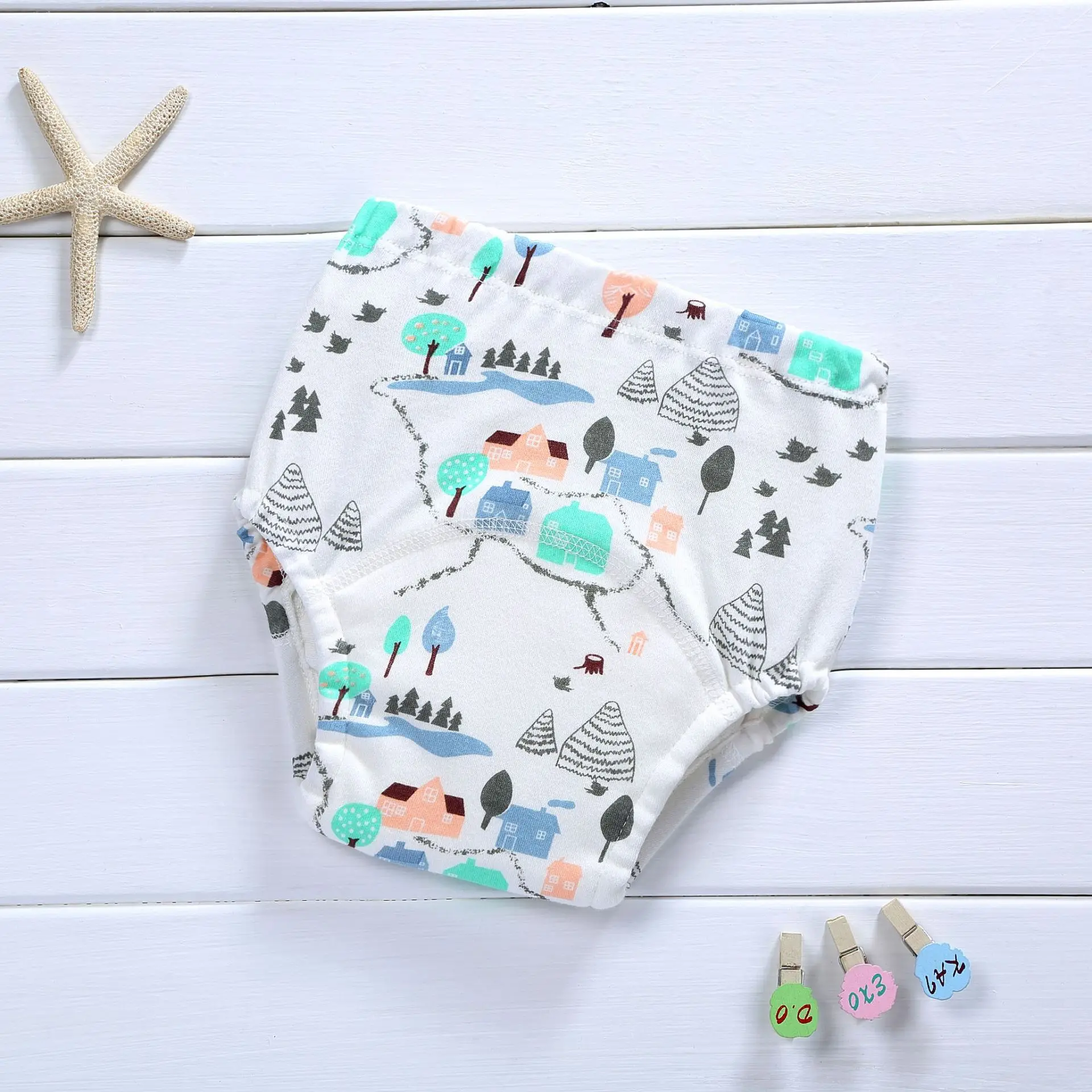 New Baby Waterproof Training Pants Cute Cotton Baby Diaper Infant Washable Shorts Nappies Panties Nappy Changing Underwear Cloth