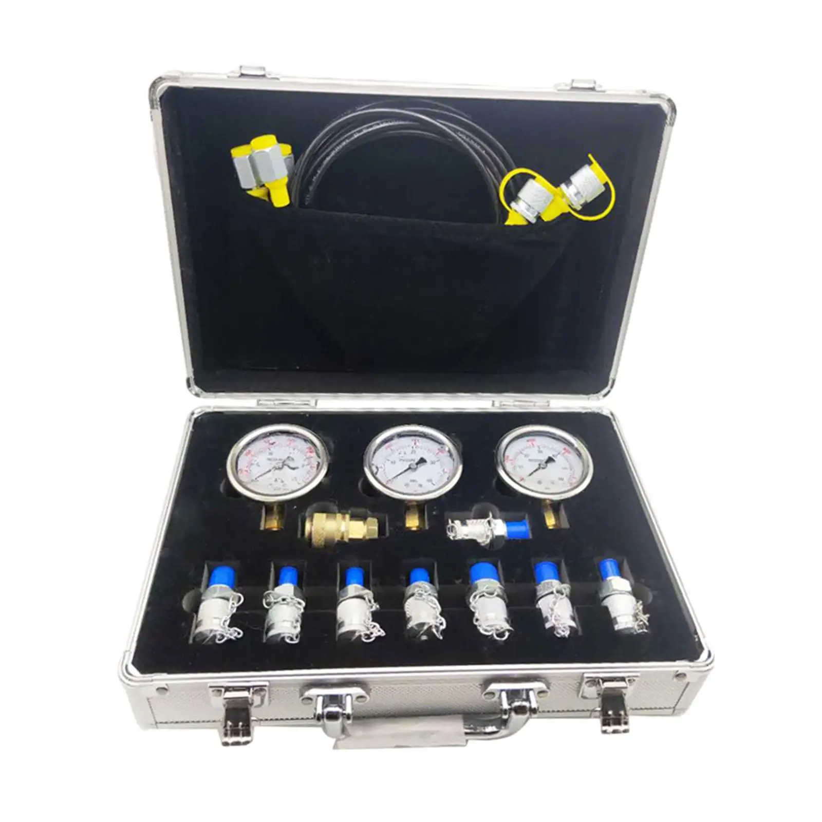 

Hydraulic Pressure Test Kit for Excavator 3 Test Hoses Accessories Hydraulic Test Gauge Set Pressure Gauge Tester Coupling Set