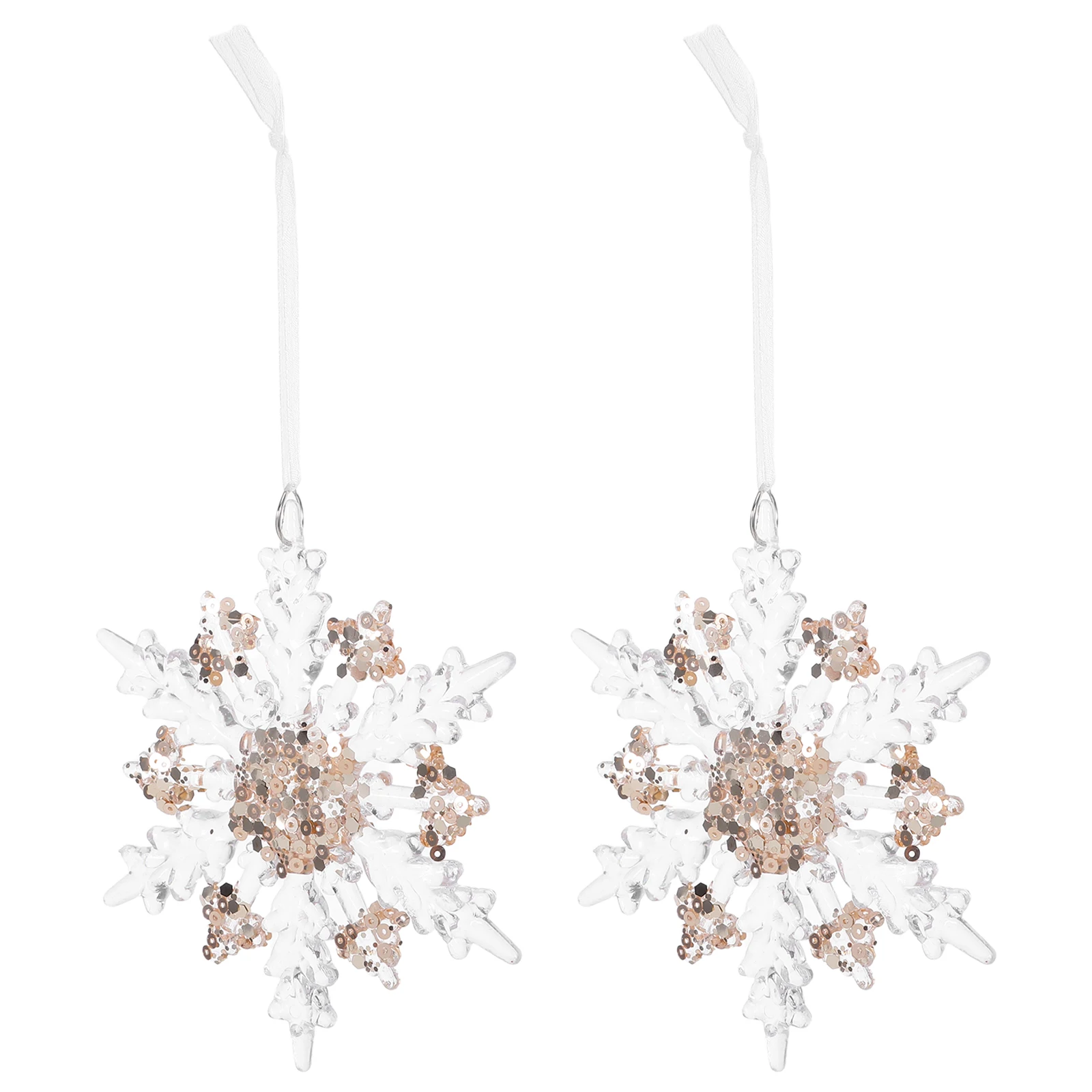 

2Pcs Festive Snowflake Ornaments Acrylic Shimmer Design Christmas Tree Decor for Home Window Door Party Setup Tree Decorations