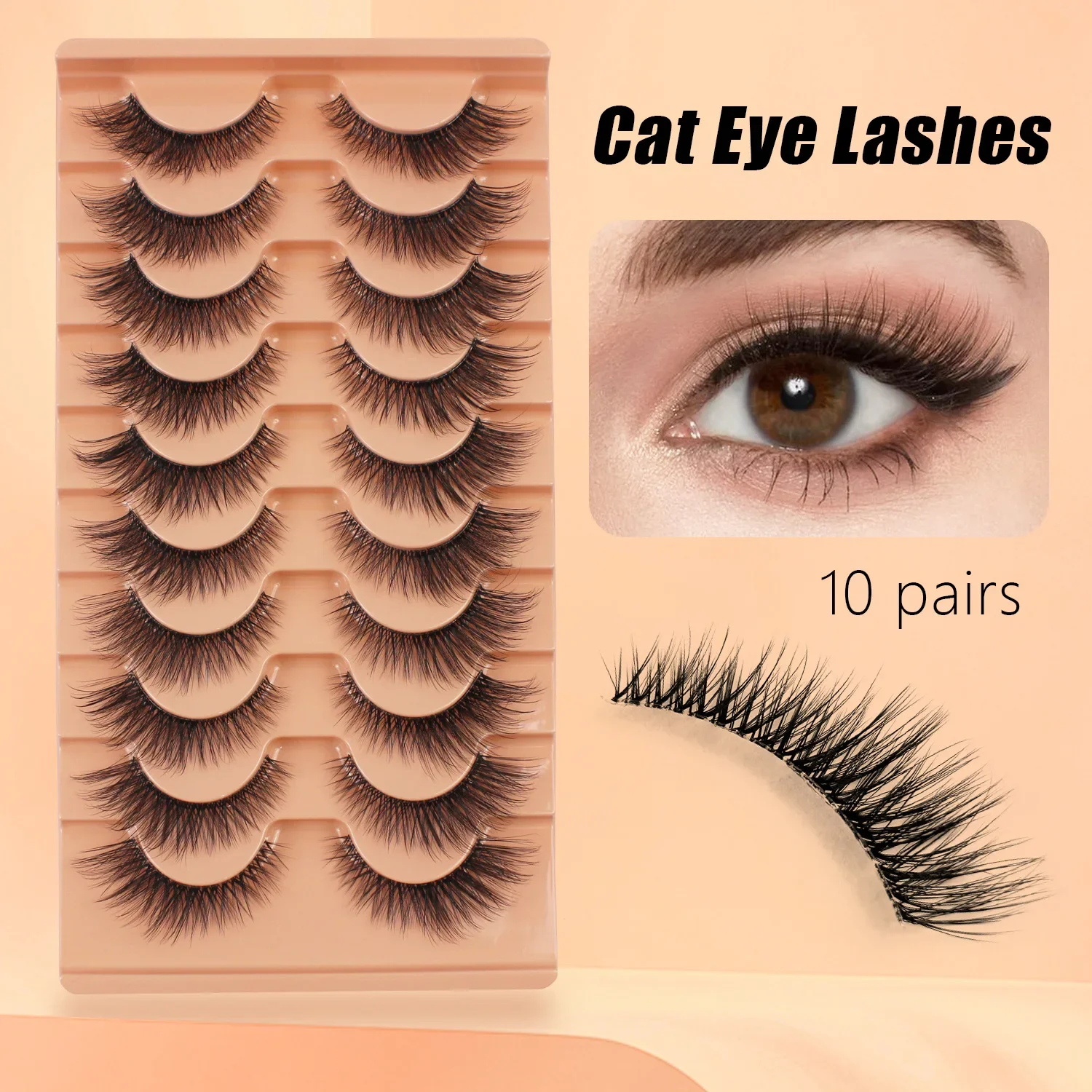 Lashes Large Capacity Natural Lashes Cluster Cat Eye Lash Soft Cross Wispy False Eyelashes Eyelash Extension for Party MakeUp