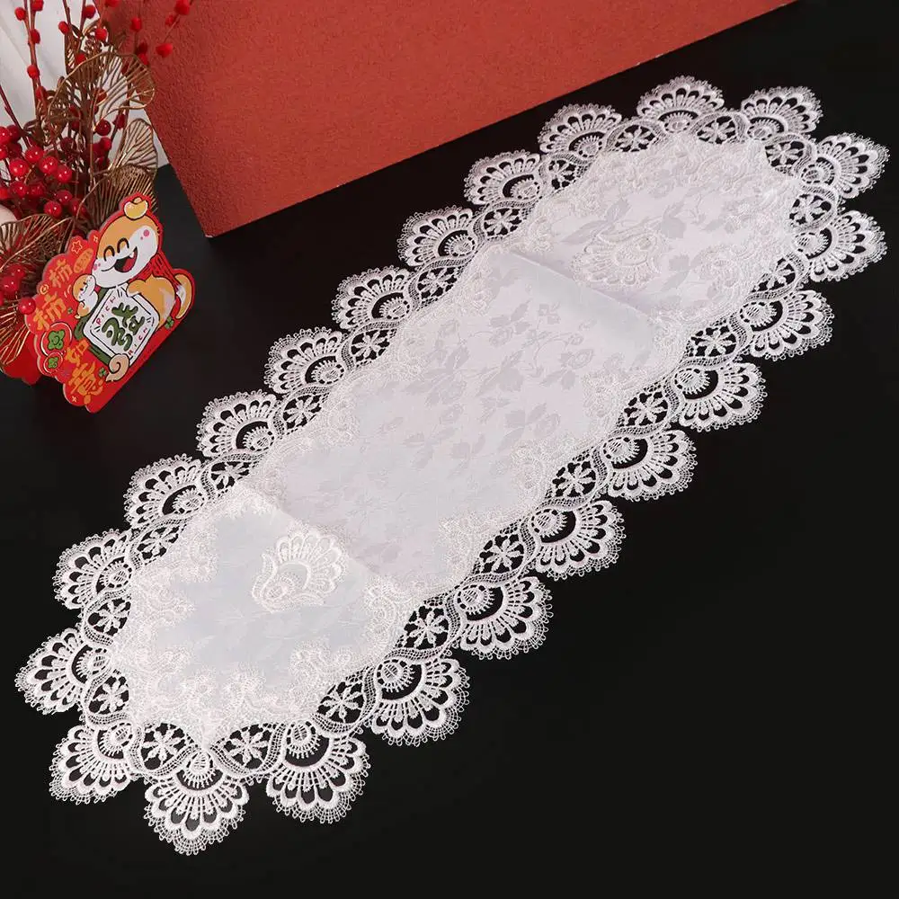 Flower Embroidery Oval Lace Tablecloth Vintage Oil Proof Tea Table Cover Dacron Washable Coffee Table Placemat Desk