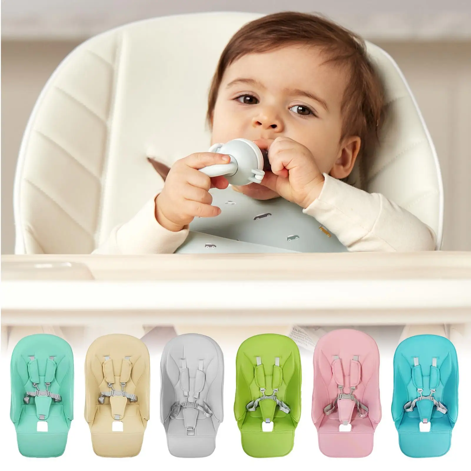 

Baby Harness Baby High Chair Cushion PU Leather Shoulder Crotch PAD Safety Belt Length Adjust for Feeding Dining Chair Safety