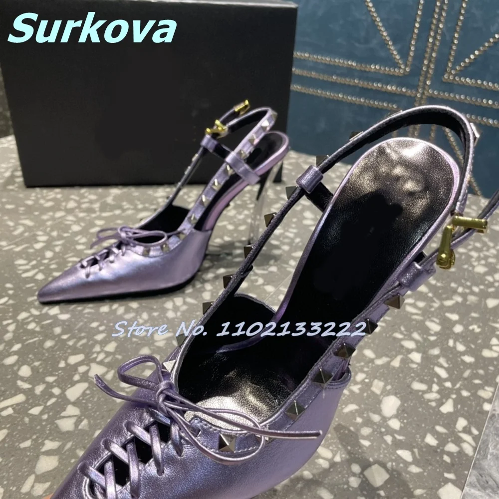 Rivet Cross Strap Sandals Pointy Toe Metal Thin High Heels Buckle Shoes Hottest Summer Women Shoes Fashion Sexy Luxury Stilettos