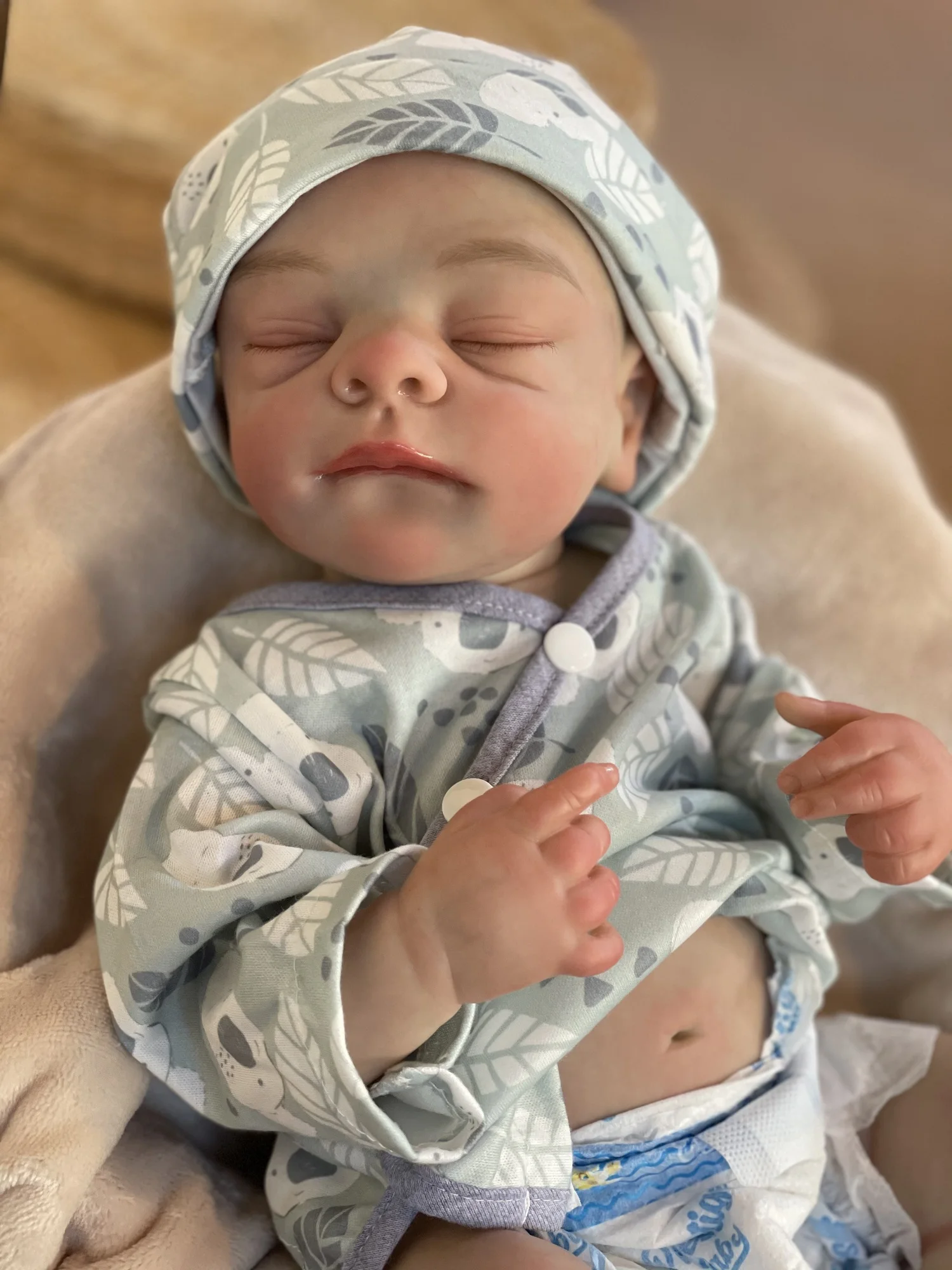 Aizwa1 realista 3D pintado pele bebê recém-nascido menino feito à mão boneca reborn para crianças presentes de aniversário