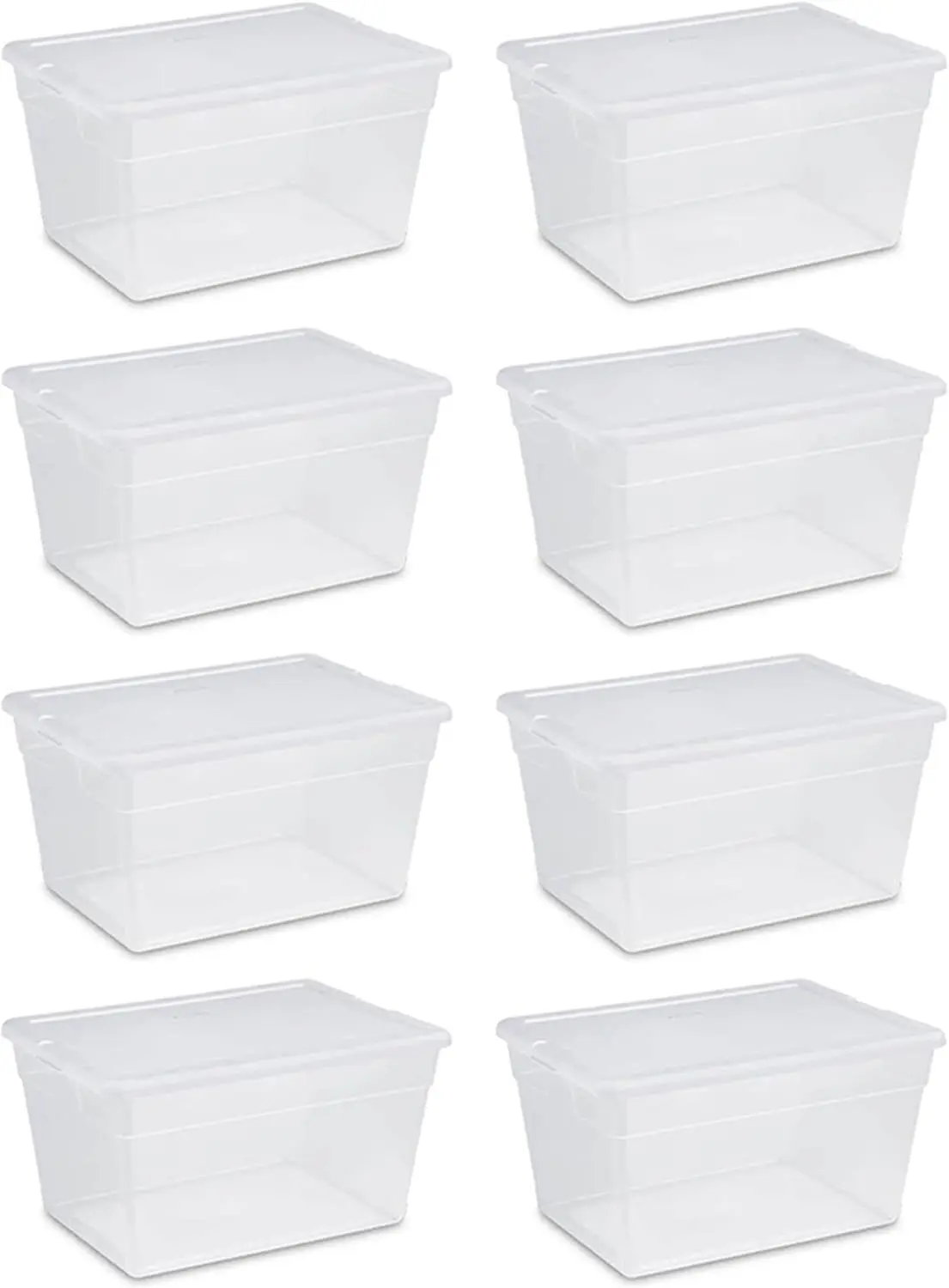 56 Qt Storage Box, Stackable Bin with Lid, Plastic Container to Organize Clothes, Blankets, Towels in Closet, Clear