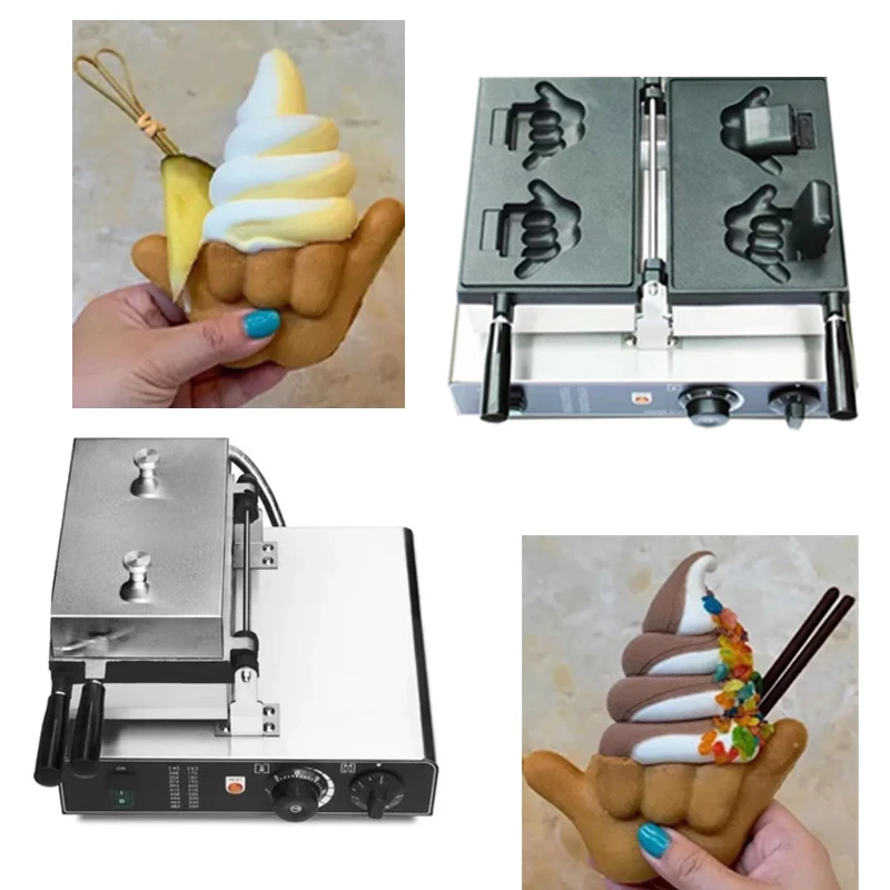 

110V 220V Shaka Boom Taiyaki Style Shaka Cone Thumb Waffle Machine Shakaboom Waffle Cone Maker in Hawaii Cafe Shop