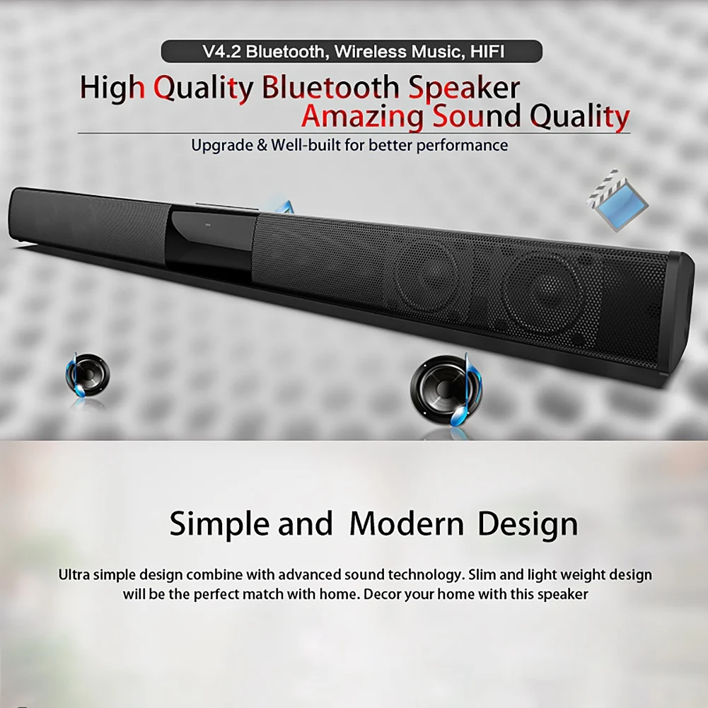 

Саундбар T28C 20W для телевизора: проводной и беспроводной Bluetooth-динамик, домашняя система объемного звучания для ПК, домашнего кинотеатра и телевизора