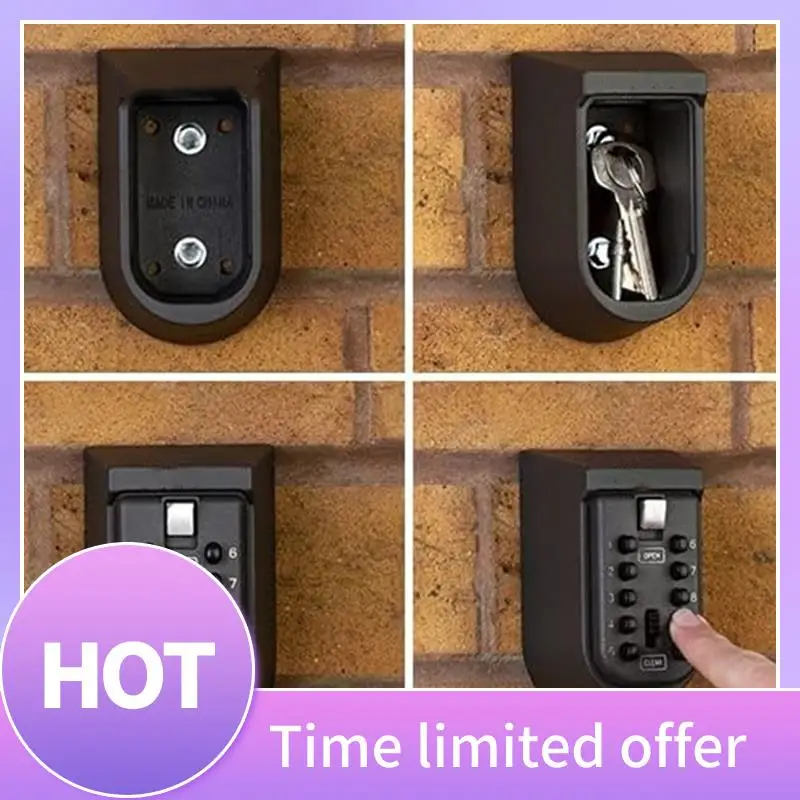 ABFN-صندوق خزنة بمفتاح مثبت على الحائط مقاوم للعوامل الجوية مكون من 10 أرقام قفل مجمع مضاد للسرقة للتخزين للاستخدام المنزلي والخارجي